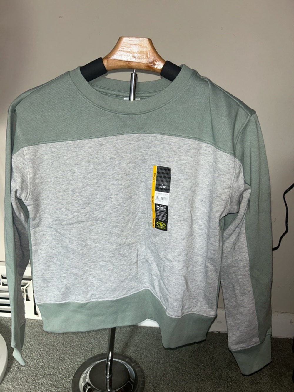 Athletic Works Two-Tone Sage Green and Light Gray Crewneck Sweatshirt